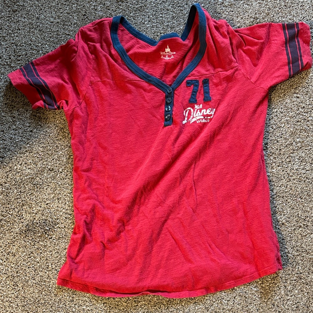Disney Red Short Sleeve Tee with Black Trim